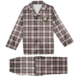 ScotsTee Shop Scottish Dunbar Plaid Modern Crest Tartan Pajama Satin Velvet Flannel Pajama Set