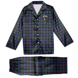 ScotsTee Shop Scottish Fletcher Modern Crest Tartan Pajama Satin Velvet Flannel Pajama Set