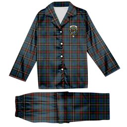 ScotsTee Shop Scottish Fraser Hunting Ancient Crest Tartan Pajama Satin Velvet Flannel Pajama Set
