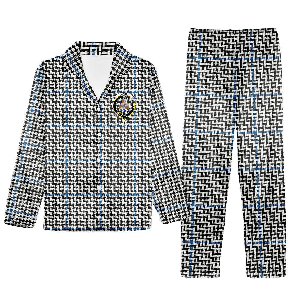 ScotsTee Shop Scottish Haig Ancient Crest Tartan Pajama Satin Velvet Flannel Pajama Set