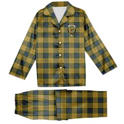 ScotsTee Shop Scottish Fraser Yellow Crest Tartan Pajama Satin Velvet Flannel Pajama Set