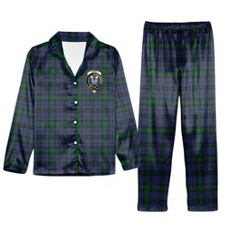 ScotsTee Shop Scottish Hope-Vere Weir Modern Crest Tartan Pajama Satin Velvet Flannel Pajama Set