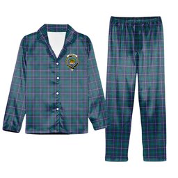 ScotsTee Shop Scottish Douglas SC Crest Tartan Pajama Satin Velvet Flannel Pajama Set