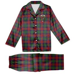 ScotsTee Shop Scottish Fraser of Altyre Modern Crest Tartan Pajama Satin Velvet Flannel Pajama Set