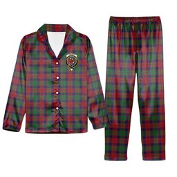 ScotsTee Shop Scottish Fraser of Altyre Modern Crest Tartan Pajama Satin Velvet Flannel Pajama Set