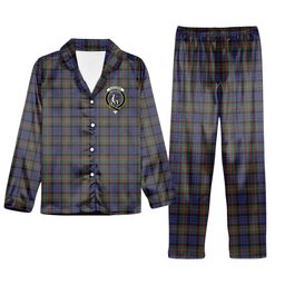 ScotsTee Shop Scottish Fletcher of Dunans SC Crest Tartan Pajama Satin Velvet Flannel Pajama Set