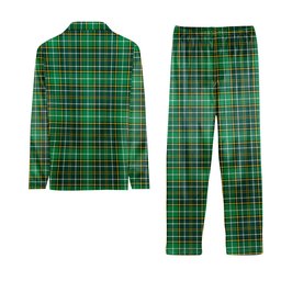 ScotsTee Shop Scottish Forrester Hunting Modern Crest Tartan Pajama Satin Velvet Flannel Pajama Set