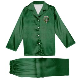 ScotsTee Shop Scottish Erskine Hunting Ancient Crest Tartan Pajama Satin Velvet Flannel Pajama Set