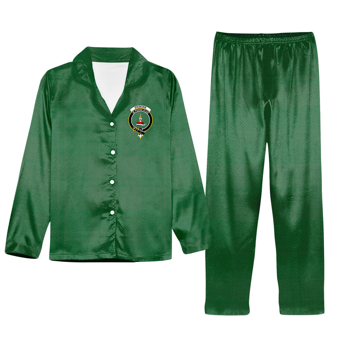 ScotsTee Shop Scottish Erskine Hunting Ancient Crest Tartan Pajama Satin Velvet Flannel Pajama Set