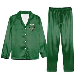 ScotsTee Shop Scottish Erskine Hunting Ancient Crest Tartan Pajama Satin Velvet Flannel Pajama Set
