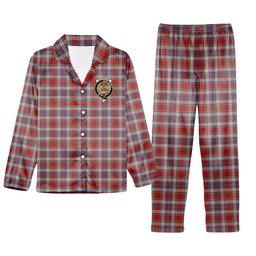 ScotsTee Shop Scottish Drummond of Perth Dress 2 Crest Tartan Pajama Satin Velvet Flannel Pajama Set