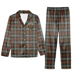 ScotsTee Shop Scottish Ferguson Weathered Crest Tartan Pajama Satin Velvet Flannel Pajama Set
