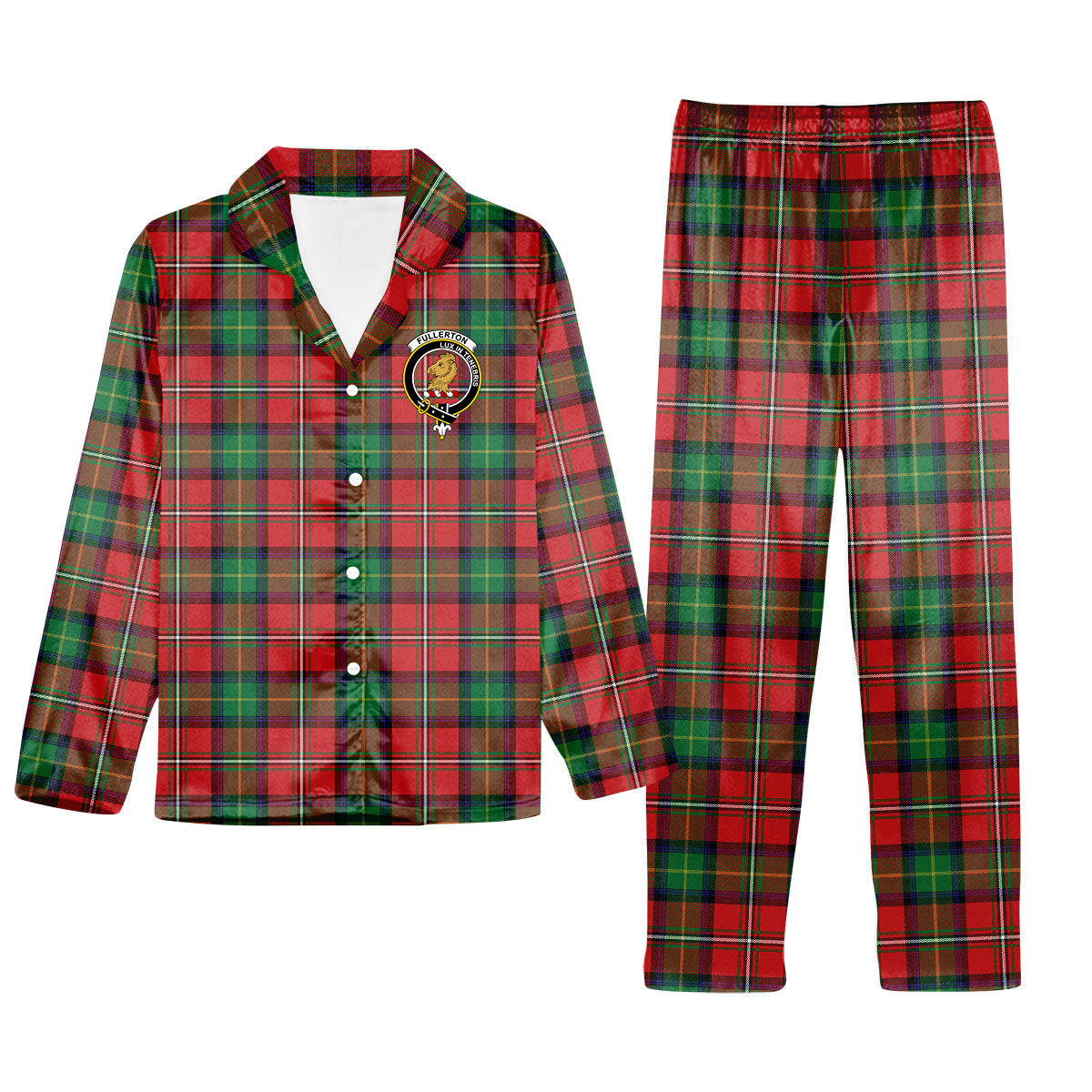 ScotsTee Shop Scottish Fullerton SC Crest Tartan Pajama Satin Velvet Flannel Pajama Set