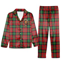 ScotsTee Shop Scottish Fullerton SC Crest Tartan Pajama Satin Velvet Flannel Pajama Set