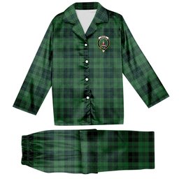 ScotsTee Shop Scottish Erskine Hunting Modern Crest Tartan Pajama Satin Velvet Flannel Pajama Set
