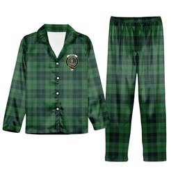 ScotsTee Shop Scottish Erskine Hunting Modern Crest Tartan Pajama Satin Velvet Flannel Pajama Set