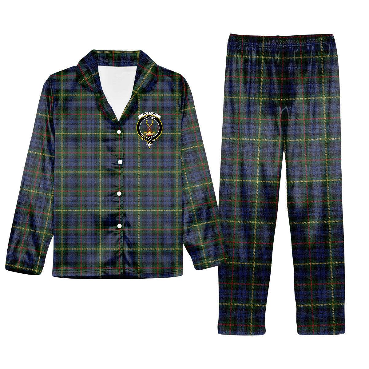 ScotsTee Shop Scottish Gordon 4 Crest Tartan Pajama Satin Velvet Flannel Pajama Set