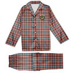 ScotsTee Shop Scottish Hamilton Red Modern Crest Tartan Pajama Satin Velvet Flannel Pajama Set