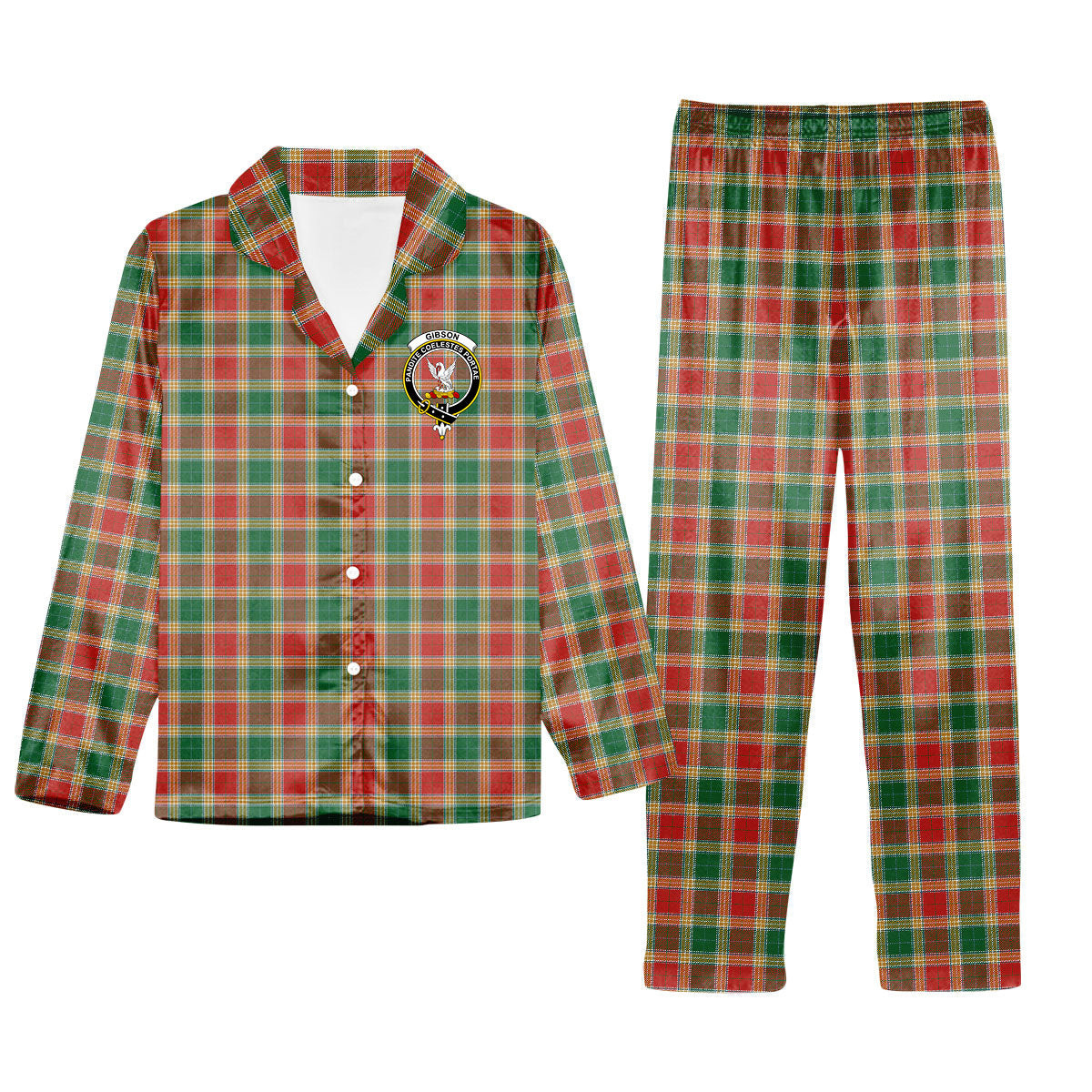 ScotsTee Shop Scottish Gibson Ancient Crest Tartan Pajama Satin Velvet Flannel Pajama Set