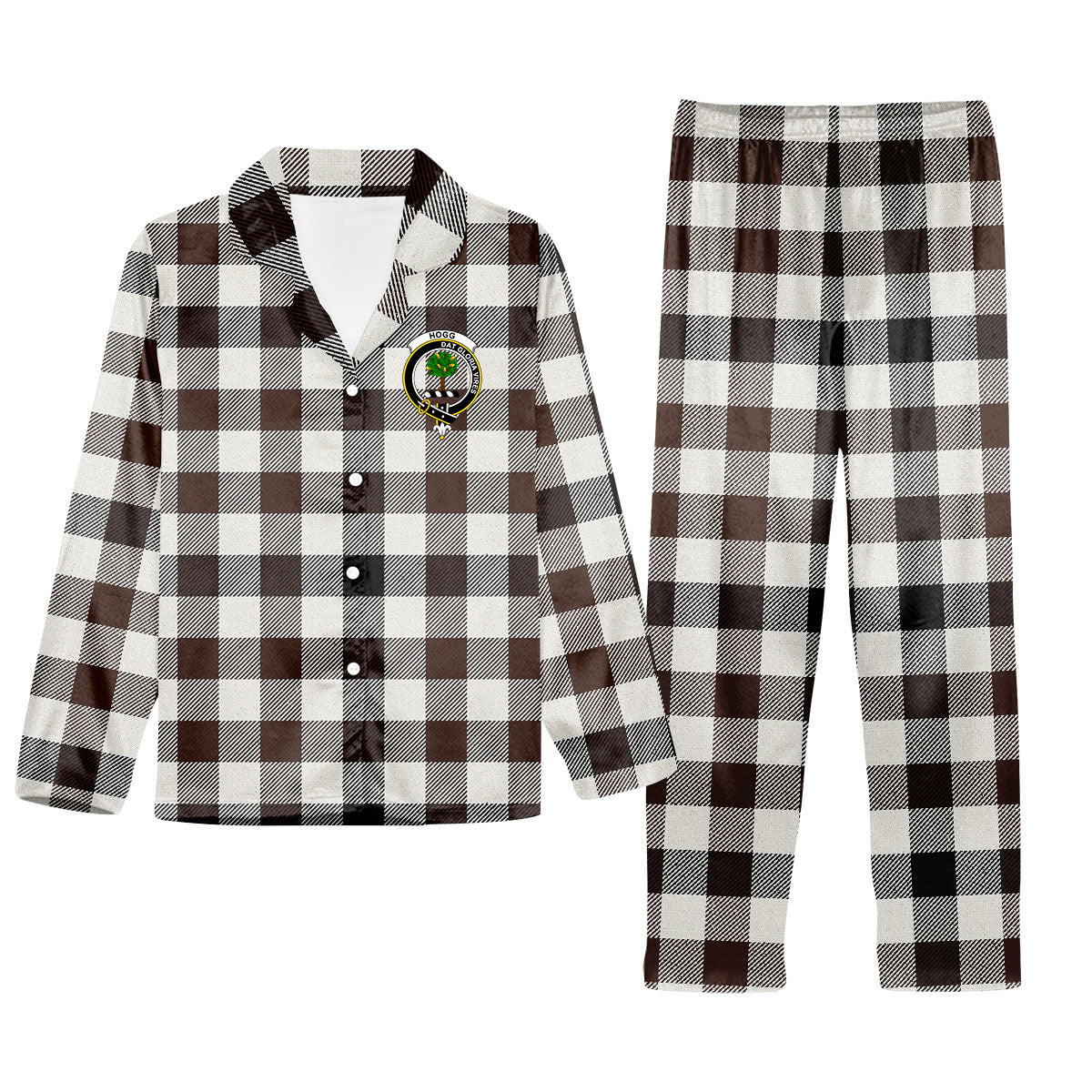ScotsTee Shop Scottish Hogg Modern Crest Tartan Pajama Satin Velvet Flannel Pajama Set