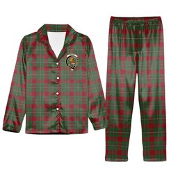 ScotsTee Shop Scottish Gregor of Cardney Modern Crest Tartan Pajama Satin Velvet Flannel Pajama Set