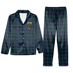 ScotsTee Shop Scottish Graham of Menteith Crest Tartan Pajama Satin Velvet Flannel Pajama Set