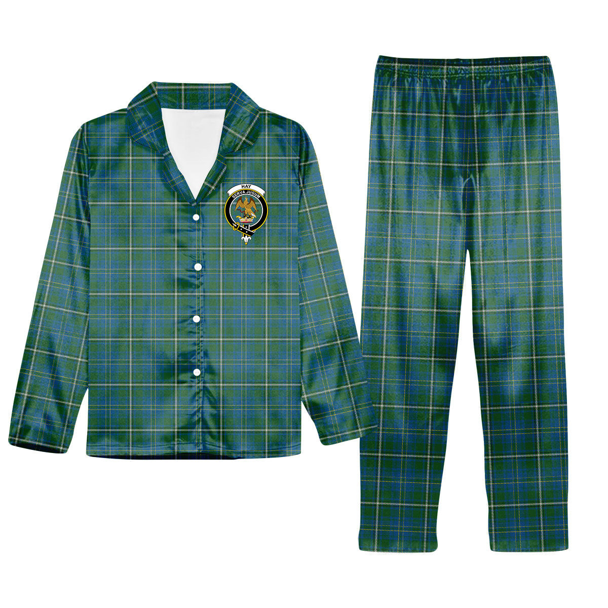 ScotsTee Shop Scottish Hay Hunting Crest Tartan Pajama Satin Velvet Flannel Pajama Set