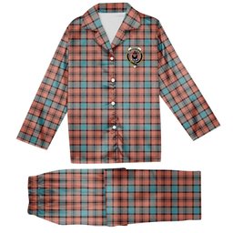 ScotsTee Shop Scottish Hannay Dress Ancient Crest Tartan Pajama Satin Velvet Flannel Pajama Set