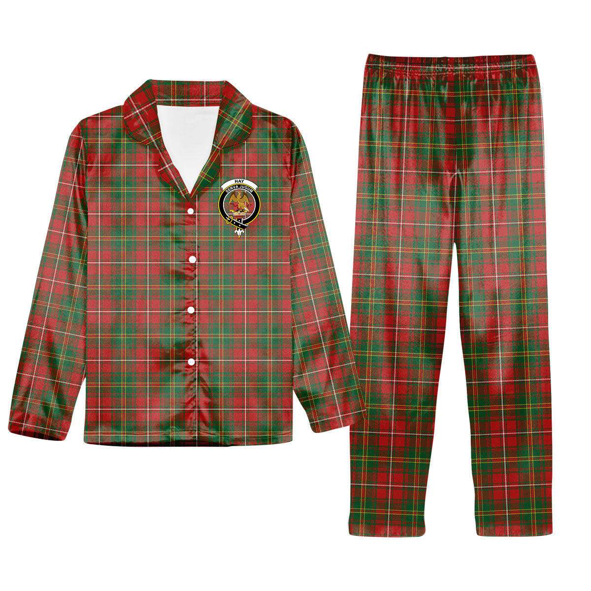 ScotsTee Shop Scottish Hay Ancient Crest Tartan Pajama Satin Velvet Flannel Pajama Set