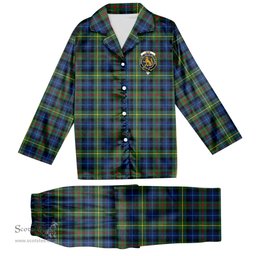 ScotsTee Shop Scottish Gow Hunting Modern Crest Tartan Pajama Satin Velvet Flannel Pajama Set
