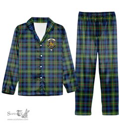 ScotsTee Shop Scottish Gow Hunting Modern Crest Tartan Pajama Satin Velvet Flannel Pajama Set