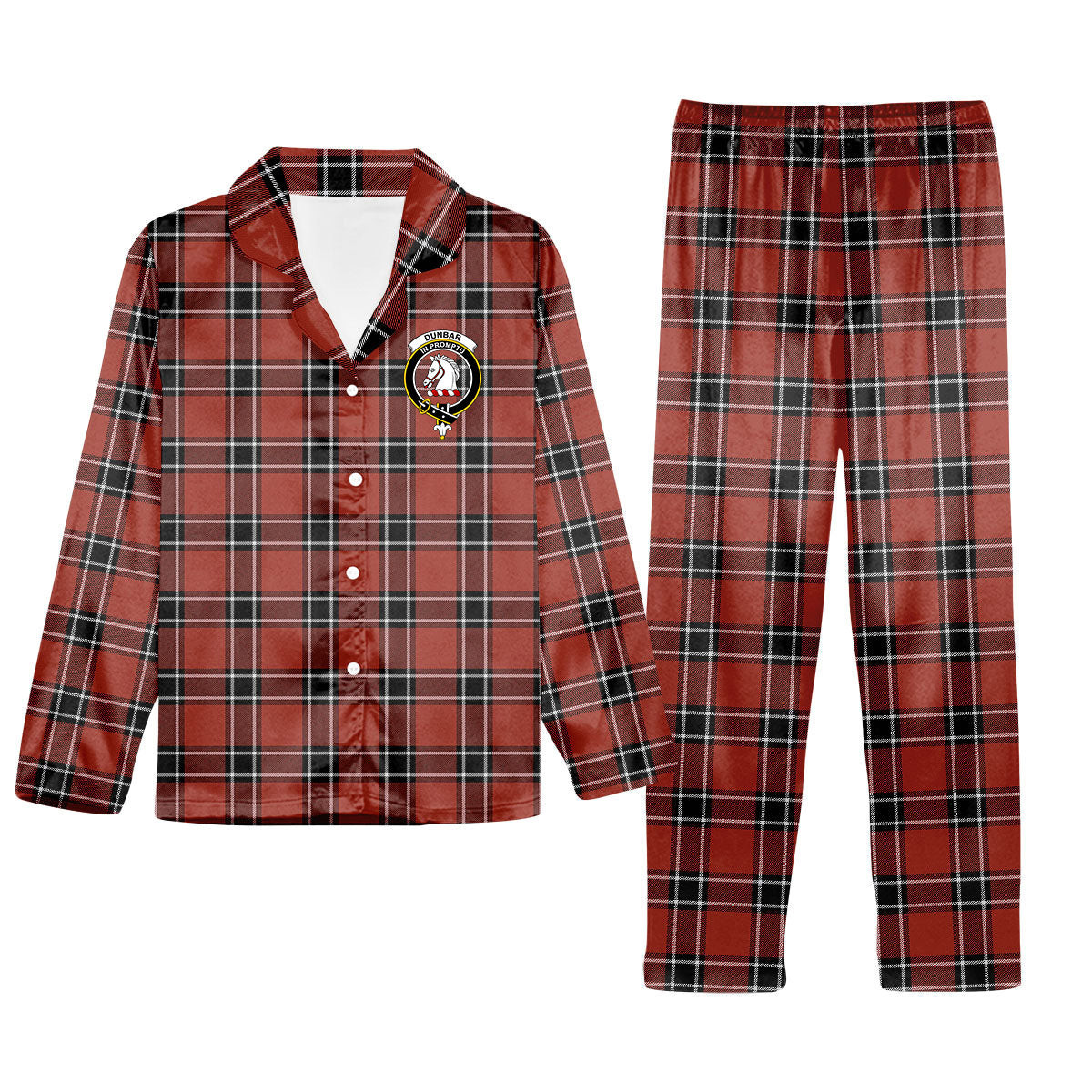 ScotsTee Shop Scottish Dunbar District Modern Crest Tartan Pajama Satin Velvet Flannel Pajama Set