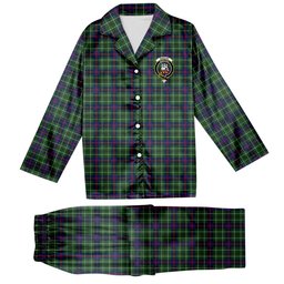 ScotsTee Shop Scottish Duncan Modern Crest Tartan Pajama Satin Velvet Flannel Pajama Set