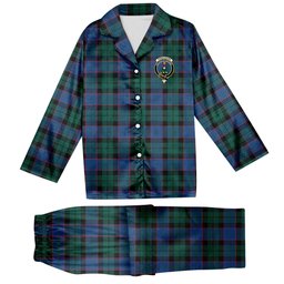 ScotsTee Shop Scottish Fergusson of Balquhidder Modern Crest Tartan Pajama Satin Velvet Flannel Pajama Set