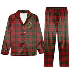 ScotsTee Shop Scottish Drummond 3 Crest Tartan Pajama Satin Velvet Flannel Pajama Set