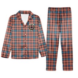 ScotsTee Shop Scottish Hannay Dress Modern Crest Tartan Pajama Satin Velvet Flannel Pajama Set