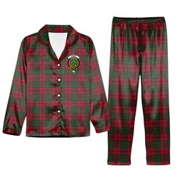 ScotsTee Shop Scottish Grant 1819 1 Crest Tartan Pajama Satin Velvet Flannel Pajama Set