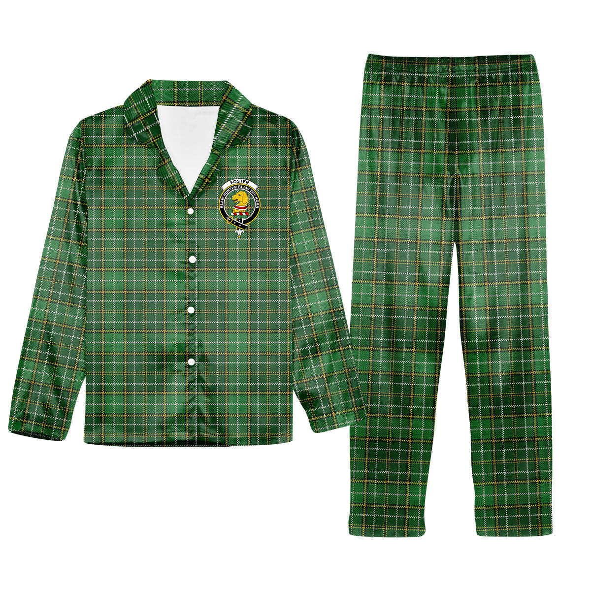 ScotsTee Shop Scottish Foster Hunting Crest Tartan Pajama Satin Velvet Flannel Pajama Set