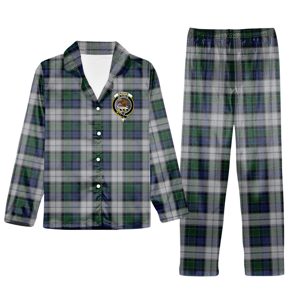 ScotsTee Shop Scottish Graham Dress Crest Tartan Pajama Satin Velvet Flannel Pajama Set
