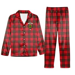 ScotsTee Shop Scottish Grant Modern Crest Tartan Pajama Satin Velvet Flannel Pajama Set