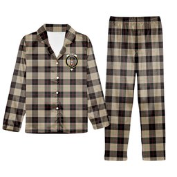 ScotsTee Shop Scottish Dunlop Hunting Ancient Crest Tartan Pajama Satin Velvet Flannel Pajama Set