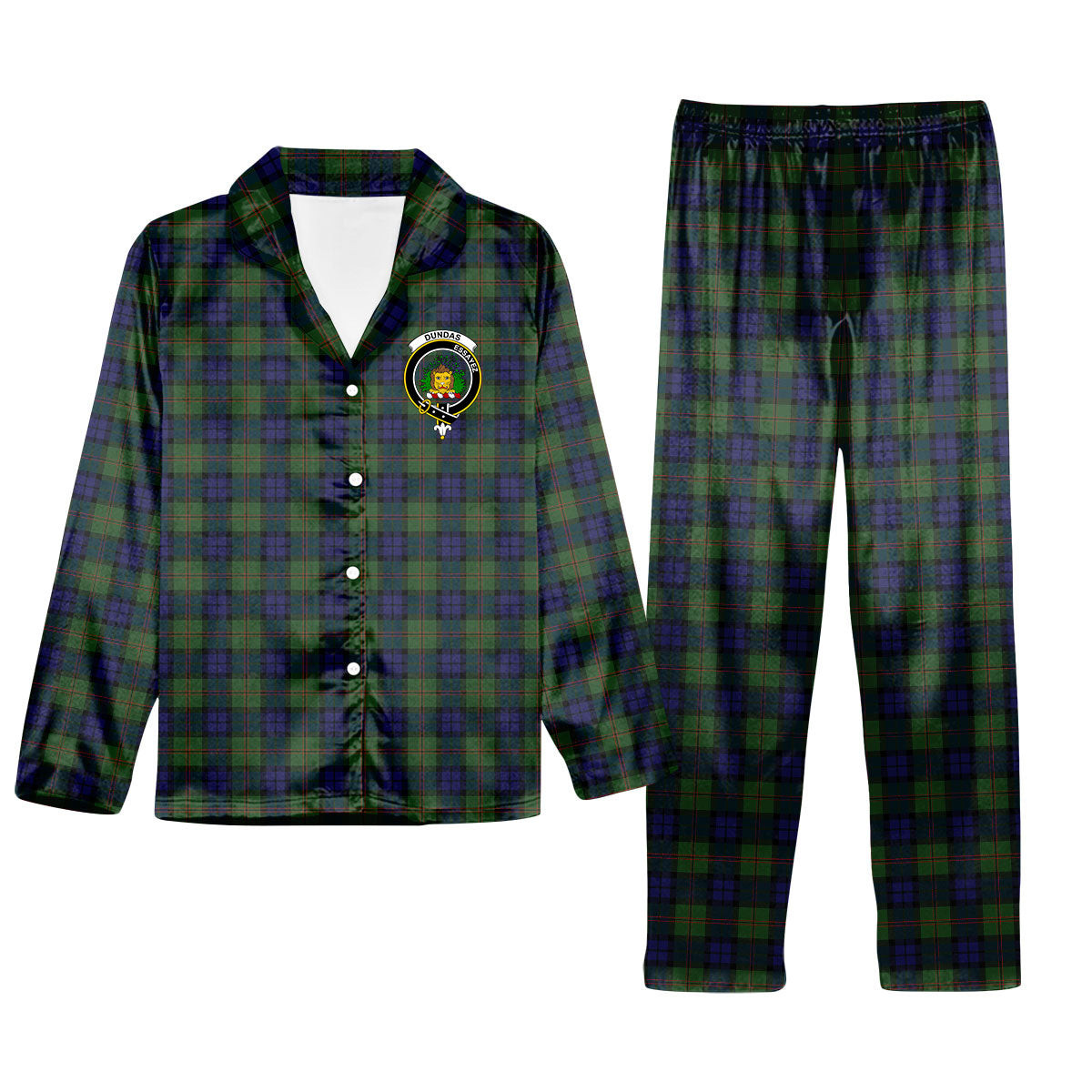 ScotsTee Shop Scottish Dundas Modern Crest Tartan Pajama Satin Velvet Flannel Pajama Set