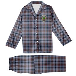ScotsTee Shop Scottish Gayre Hunting Modern Crest Tartan Pajama Satin Velvet Flannel Pajama Set