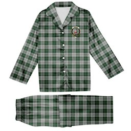 ScotsTee Shop Scottish Erskine Green Crest Tartan Pajama Satin Velvet Flannel Pajama Set