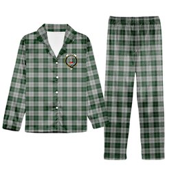 ScotsTee Shop Scottish Erskine Green Crest Tartan Pajama Satin Velvet Flannel Pajama Set