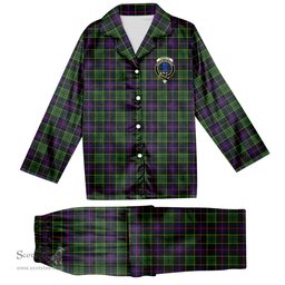 ScotsTee Shop Scottish Forsyth Modern Crest Tartan Pajama Satin Velvet Flannel Pajama Set