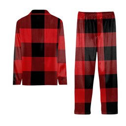 ScotsTee Shop Scottish Gregor Red & Black Modern Crest Tartan Pajama Satin Velvet Flannel Pajama Set