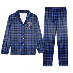 ScotsTee Shop Scottish Fleming Modern Crest Tartan Pajama Satin Velvet Flannel Pajama Set