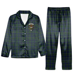 ScotsTee Shop Scottish Graham of Montrose 3 Crest Tartan Pajama Satin Velvet Flannel Pajama Set