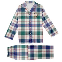 ScotsTee Shop Scottish Guthrie Dress Modern Crest Tartan Pajama Satin Velvet Flannel Pajama Set
